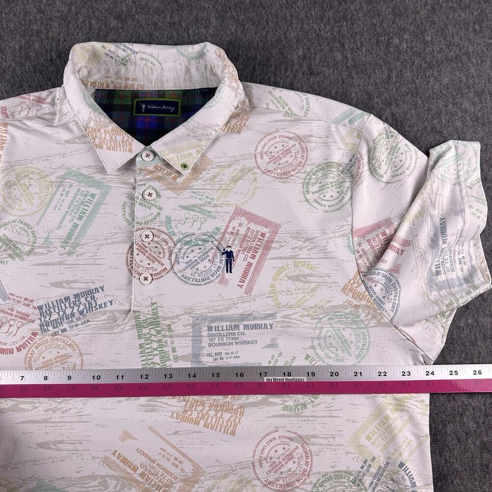 William Murray Performance Polo Mens XL Distillery Whiskey Bourbon Print Stretch - Picture 6 of 16